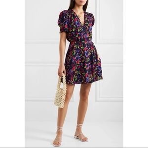 SOLD SALONI Lea Floral Mini Dress Indigo Carlotta